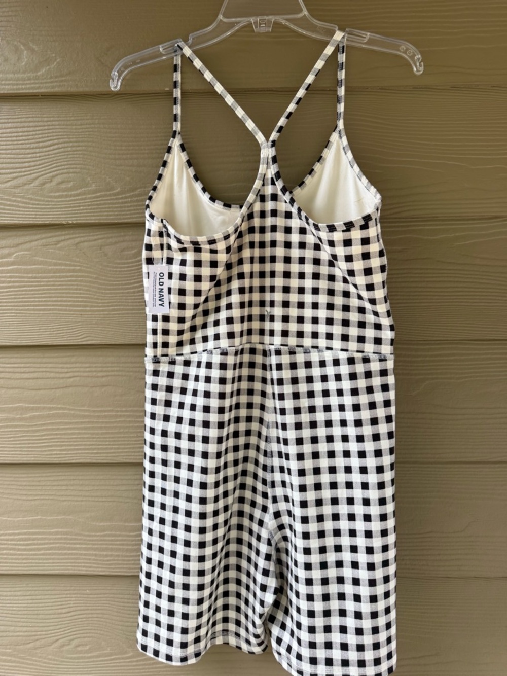 OLD NAVY Power Chill Black White Gingham Bodysuit Romper Size L - Picture 8 of 15